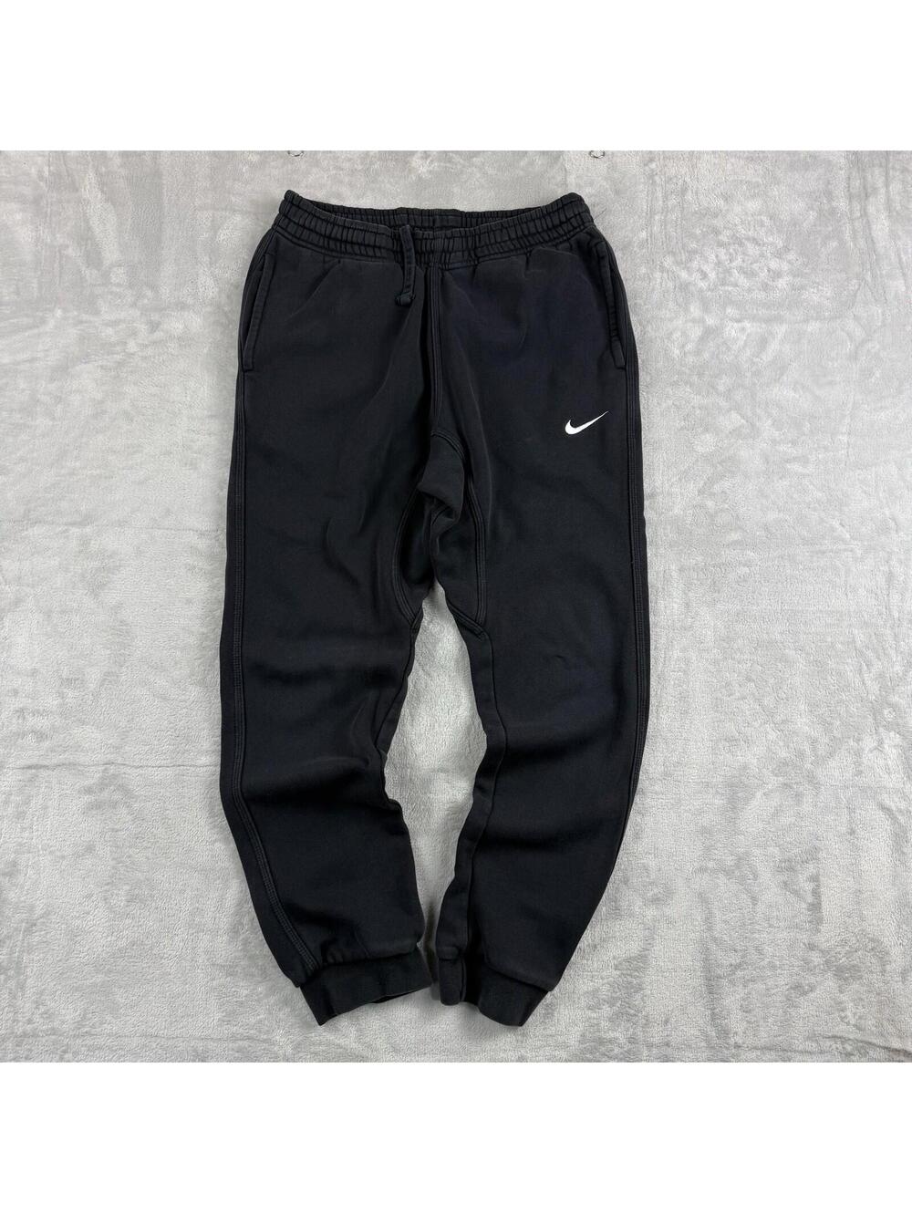 Y2K Nike Club Fleece Jogger Pants Men's Medium Black Skater Casual VTG Swoosh
